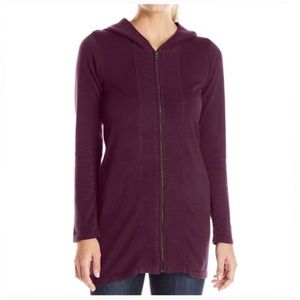 NWOT-PrAna Misha Duster Knit Hoodie Sweater Black Plum Prana